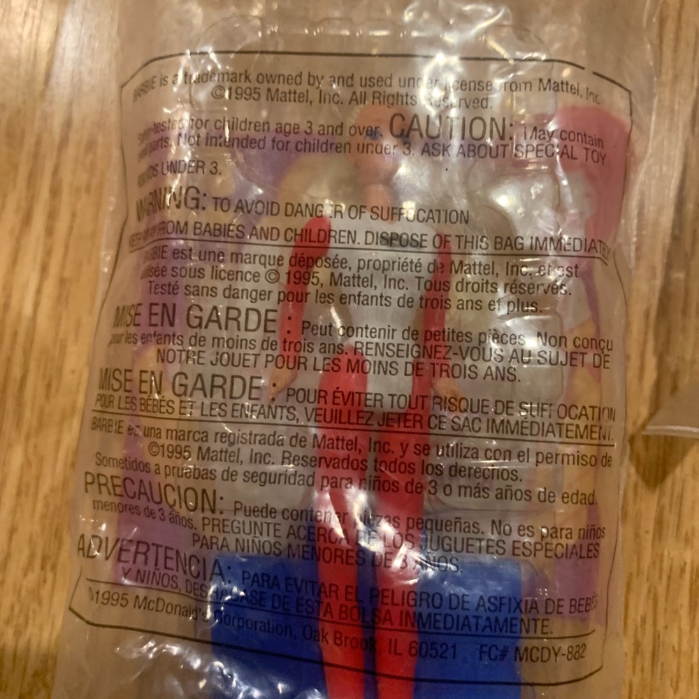Barbie Pink and Blue Party Favor. Vintage Happy meal toy